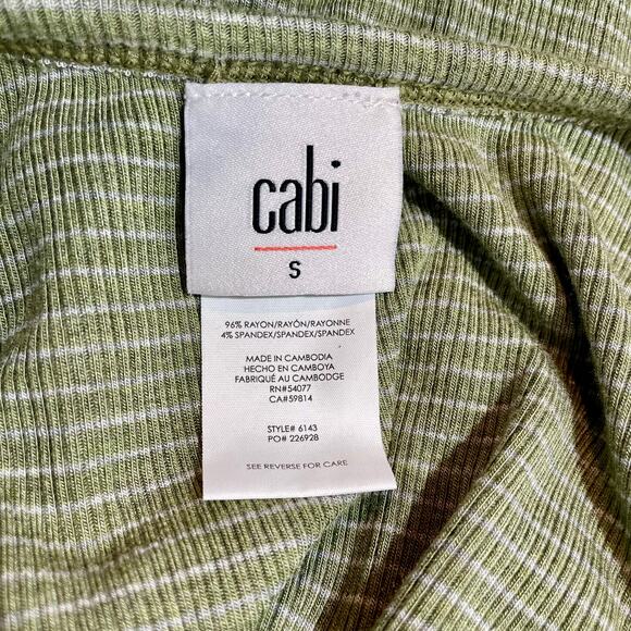 Cabi Wink Tank Top Olive Green Striped Knit Sleeveless Boho Sz Small - Picture 6 of 6
